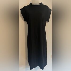 Lanvin Black Midi Cocktail Dress with Stand up Ribbon Neck M/L